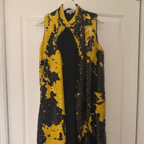 Ganni Dresses & Skirts - GANNI black and yellow changeable sequin dress